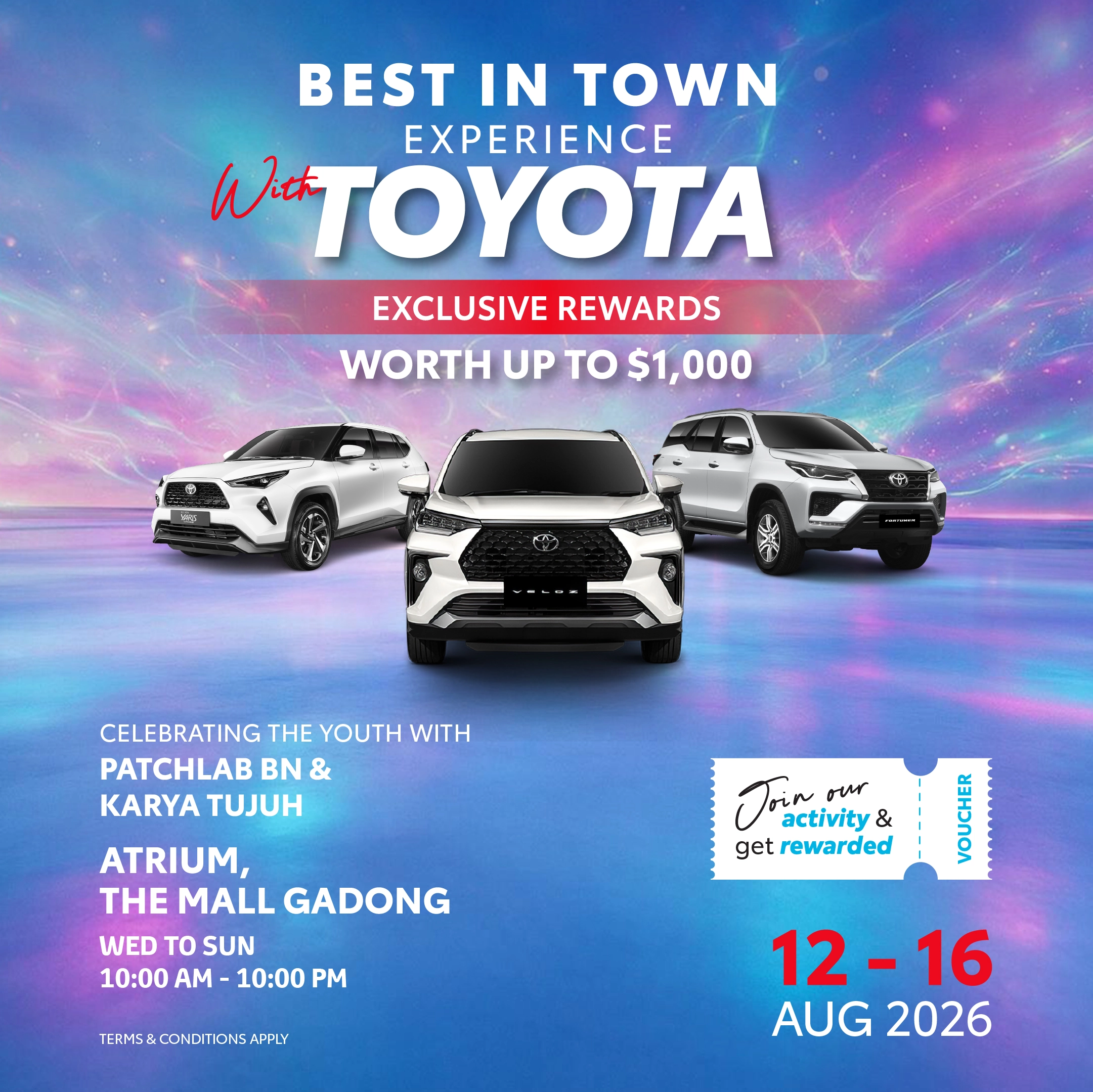 Experience Best In Town, closer to you.  Toyota is coming to The Mall Gadong!