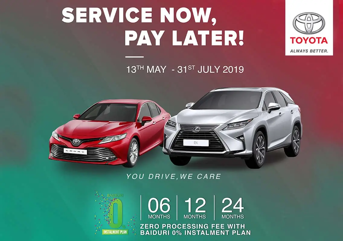 TOYOTA NBT BRUNEI SERVICE NOW PAY LATER PROMORIONS AND EVENTS